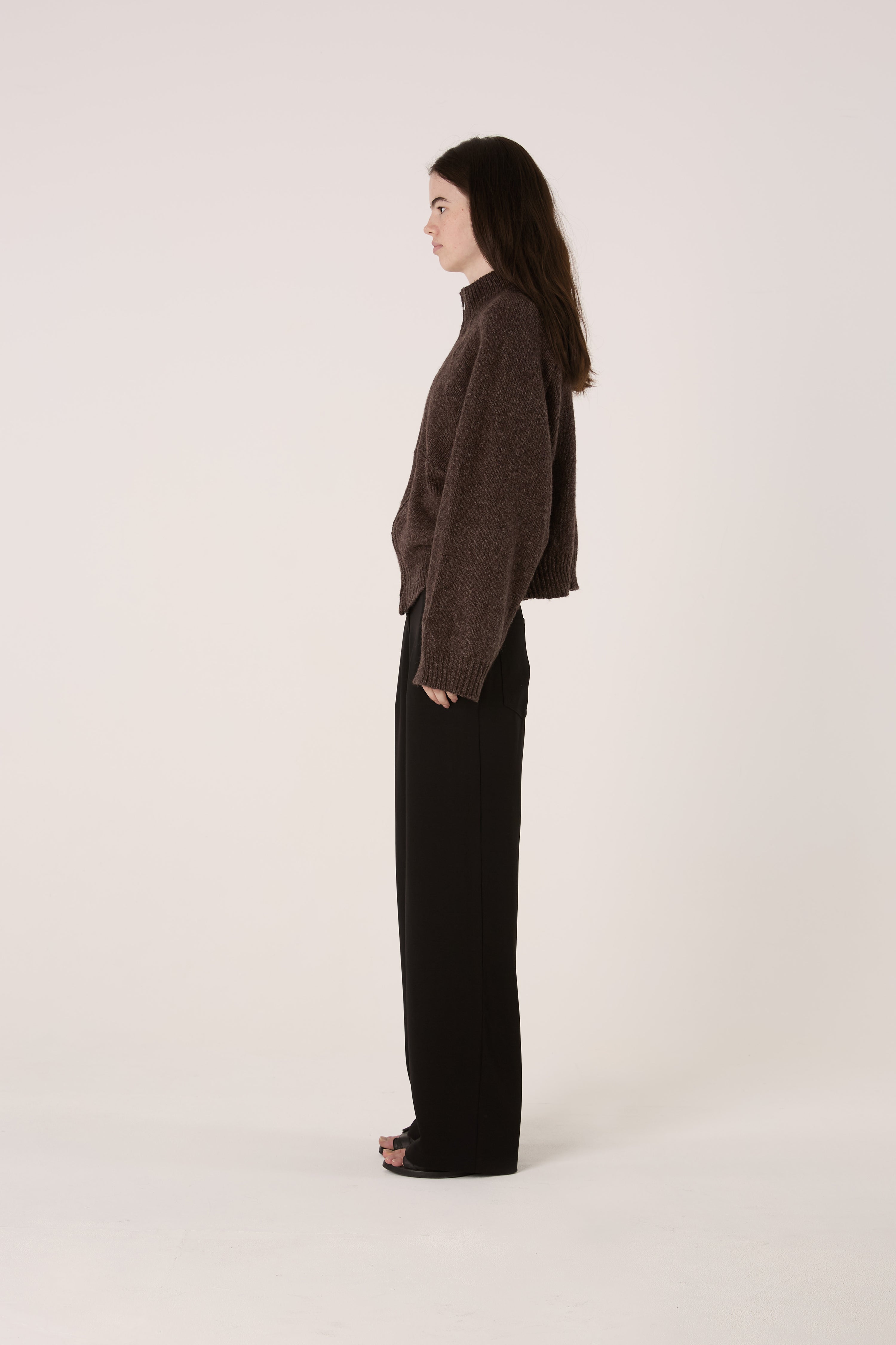 Brown Zip Knit